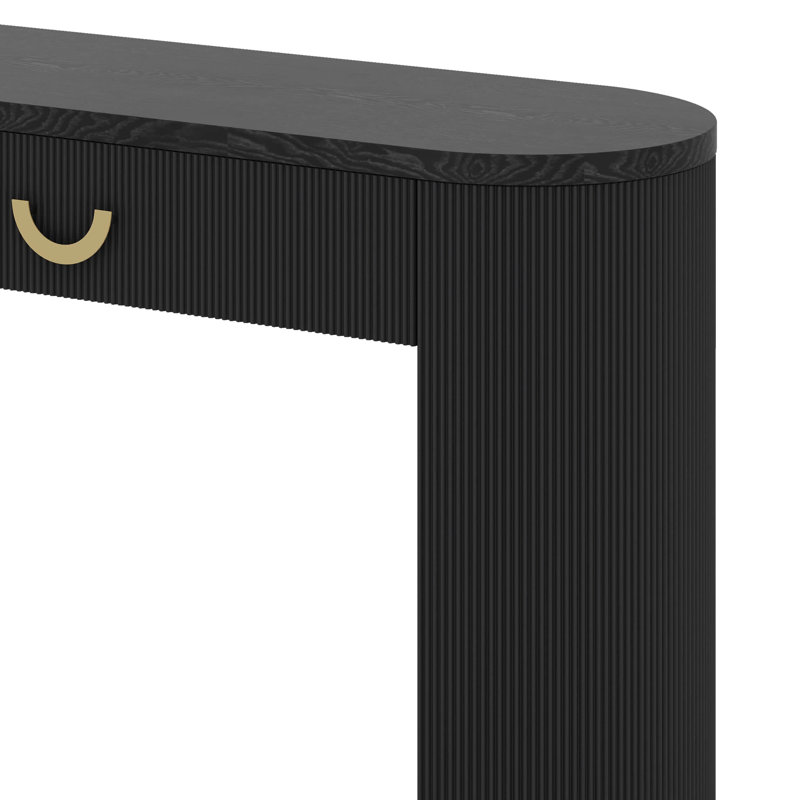 Modern Console Table With Vertical Ribbed Design, Compact Storage With Functional Drawer