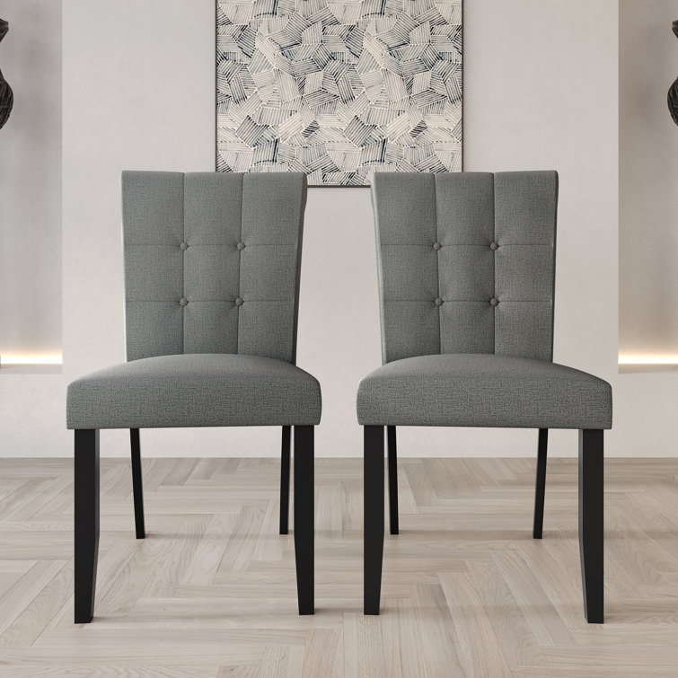 Black Wooden Dining Chair With Linen Cover