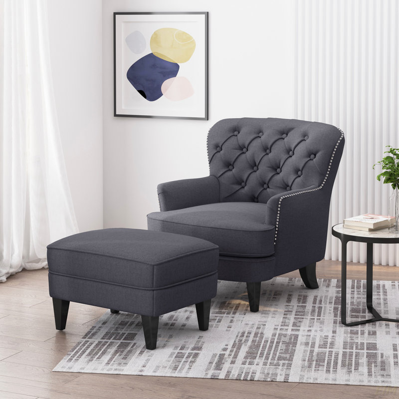 CHAISE CLUB + OTTOMAN, Noir