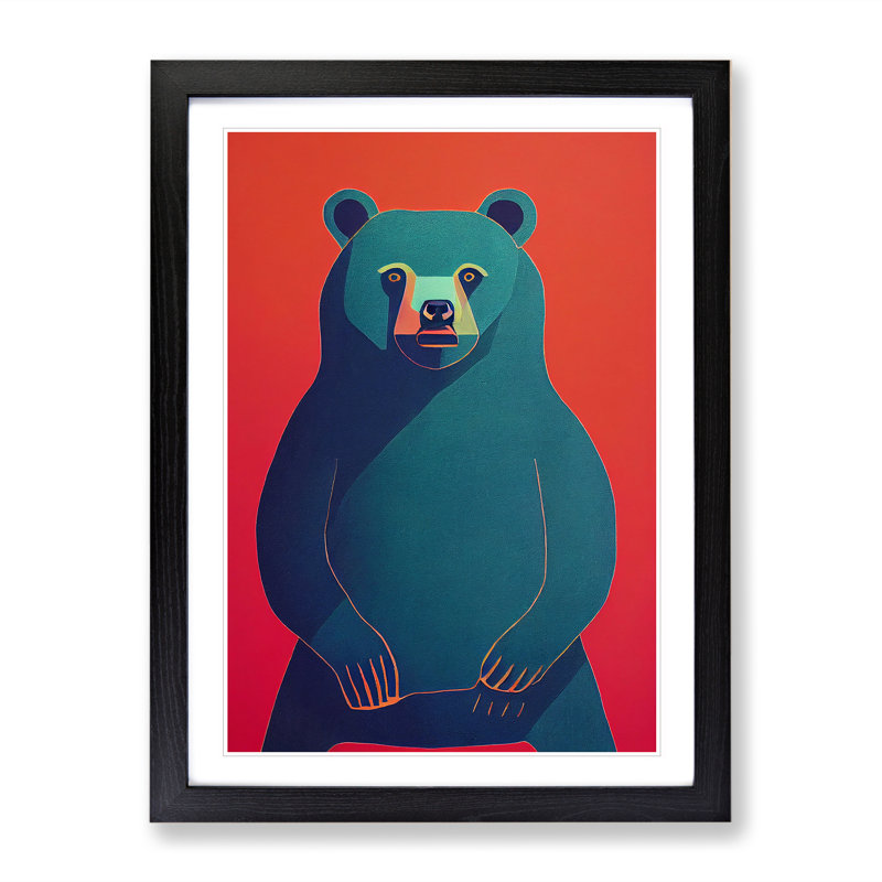 Sitting Bear Abstract - Framed Print, Black, 64cm H x 46cm W
