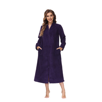 Peignoir pelucheux mi-mollet avec poches