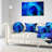 Circled Blue Psychedelic Texture - Abstract Printed Pillow