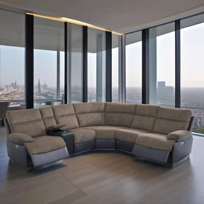 Haven Power Reclining Sectional Sofa Set With USB Charging, Storage Console & LED Ambient Light