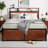 Bed Frame with Storage Headboard, 12 Drawers & RGB LED Lights, Metal Platform with Noise-Free Non-Slip Slats, Strong Support No Box Spring Needed, Built-in Charging Station-179013896-179013899