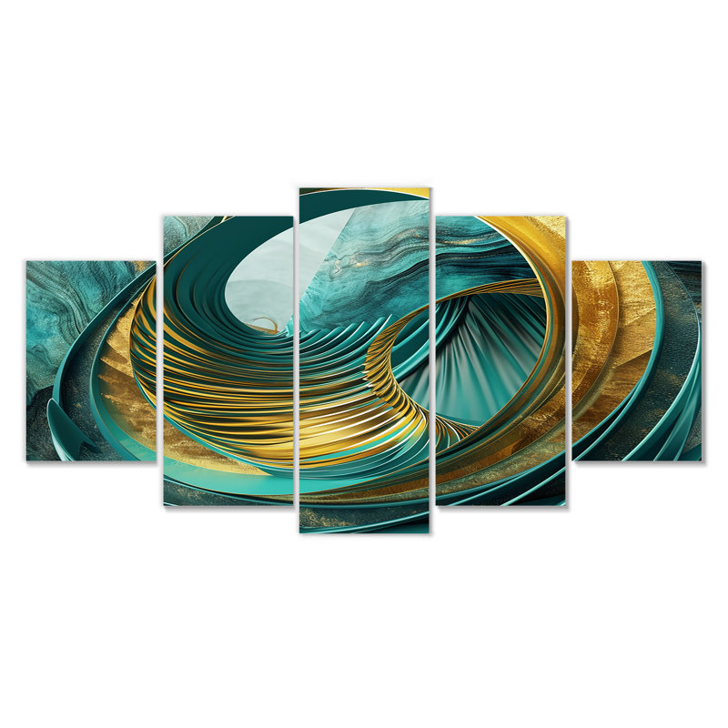 Nylah - art mural vagues 5 pièces, H 32 po x l 60 po