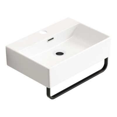 Milk White Wall - Hung Sink With Faucet Hole, Compact Basin, Stain , American Design, Easy To Clean Spacious And Efficient, Ideal For Guest Baths