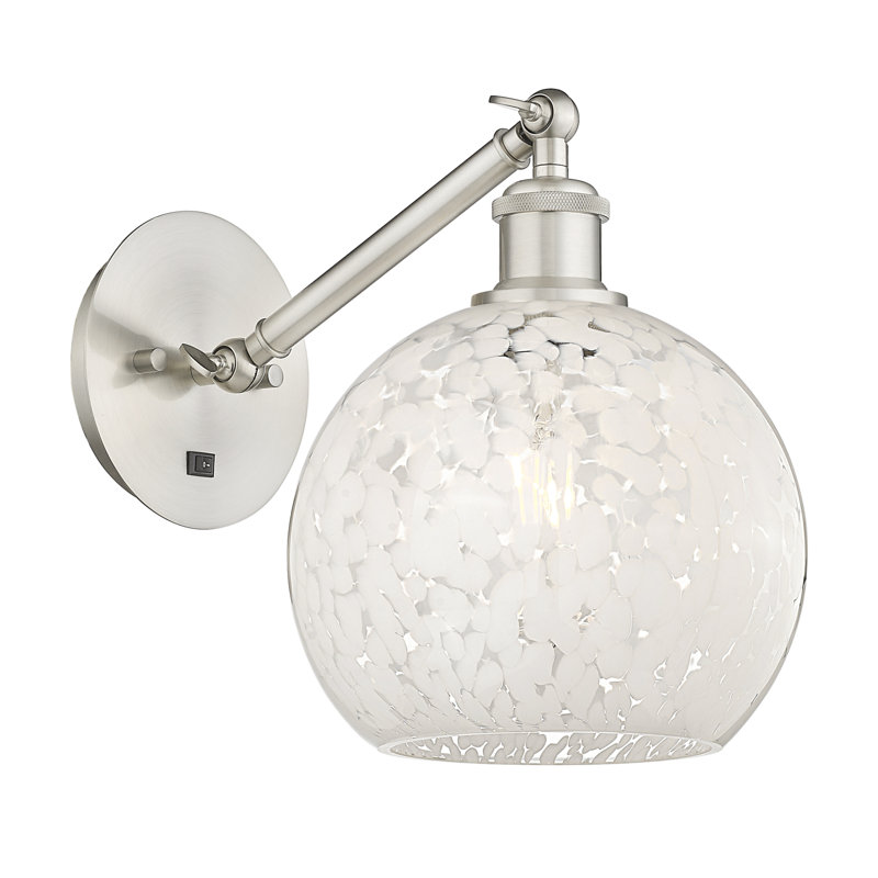 Applique murale 1 lumière Ballston White Mouchette, H 10 po x l 8 po x P 13 po, Nickel satiné