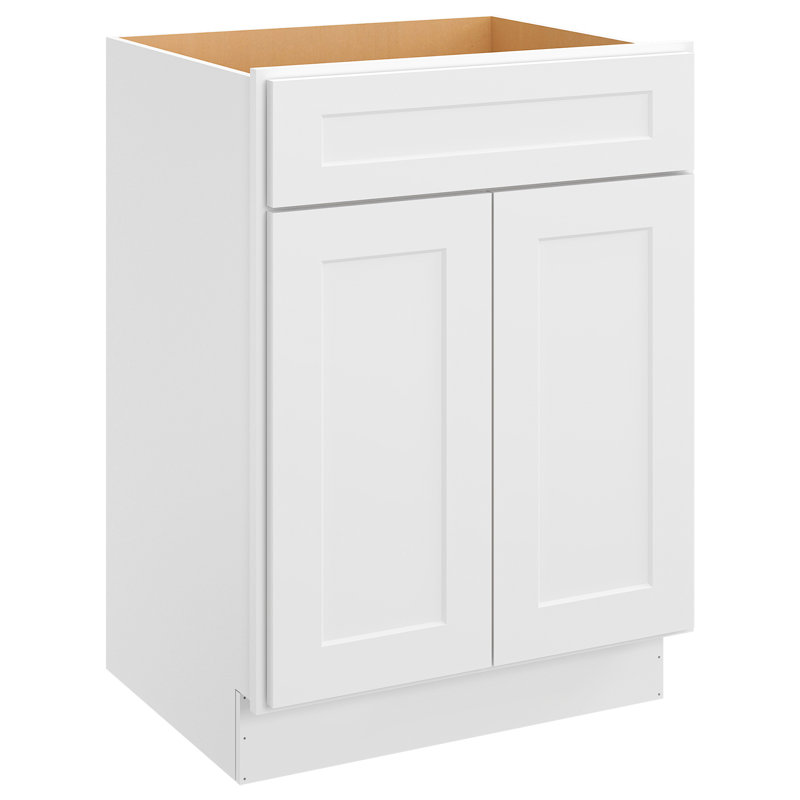 Armoire de base en contreplaqué H 34,5 po  prête à assembler, H 34,5 po x l 27 po x P 21 po, Blanc shaker