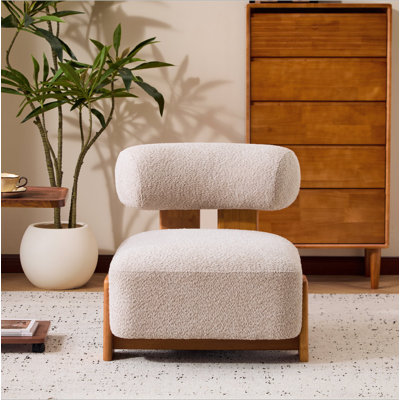 Méridienne moderne de 27,25 po avec structure en bois massif et dossier roulé, revêtement Boucle doux et durable, idéale pour le salon, la chambre à coucher ou le bureau