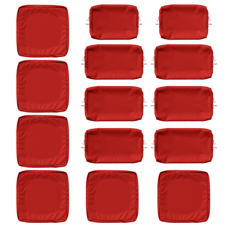 14-Piece Outdoor 4'' Cushion Cover Set, Only Covers, Red