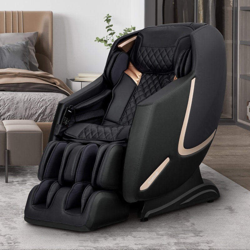 3D Premium Massage Chair, Black Faux Leather