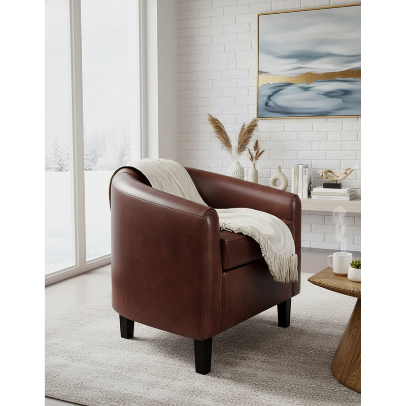 Fauteuil d'appoint en polyuréthane avec coussin souple, Rouge vin