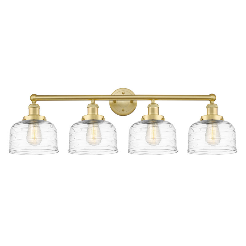 Éclairage pour meuble-lavabo à 4 lumières à intensité variable Annagene, Tourbillon déco transparent, Or satiné