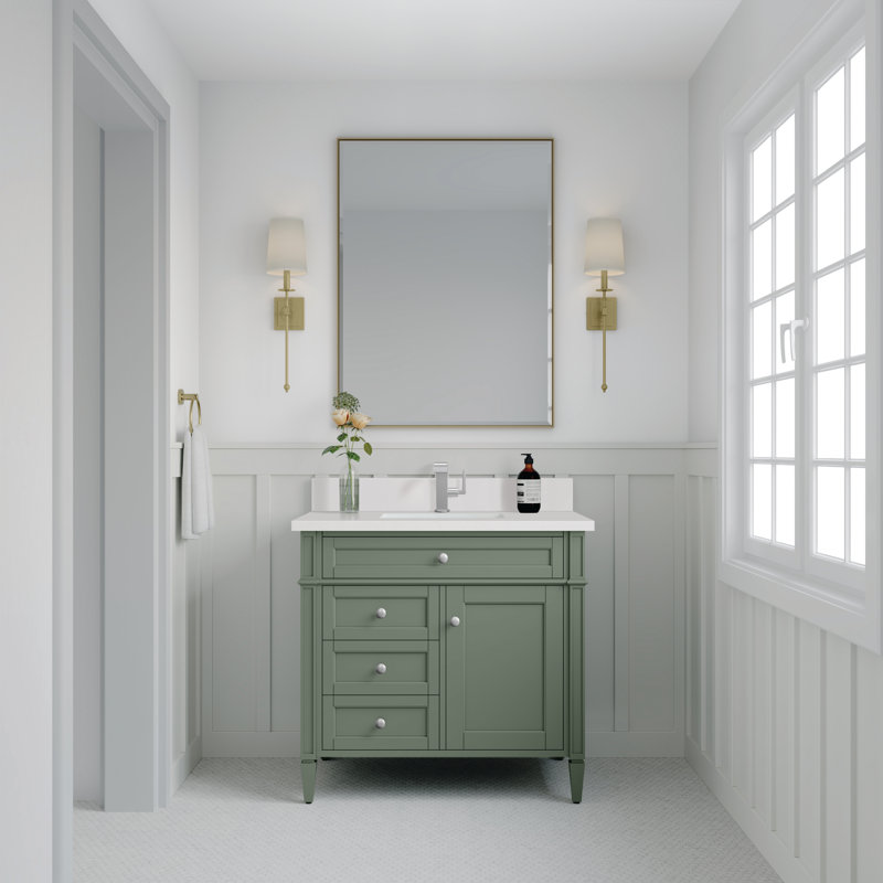 Brittany 36'' W Single Vanity, Smokey Celadon, White Zeus, Single-Hole