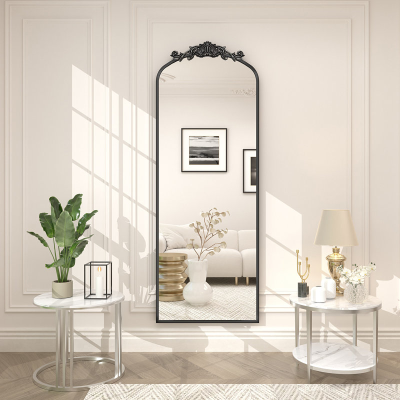Miroir mural en verre trempé Amara, Noir, 65 po x 22 po