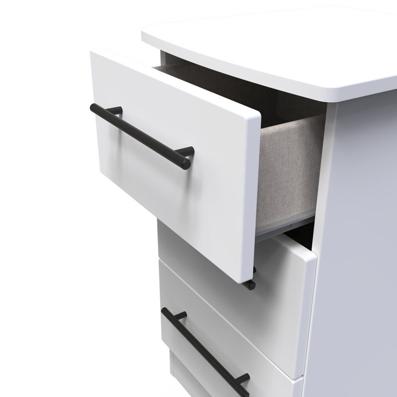 Fully Assembled Lordahl 3 DrawerÂ Bedside Table, White