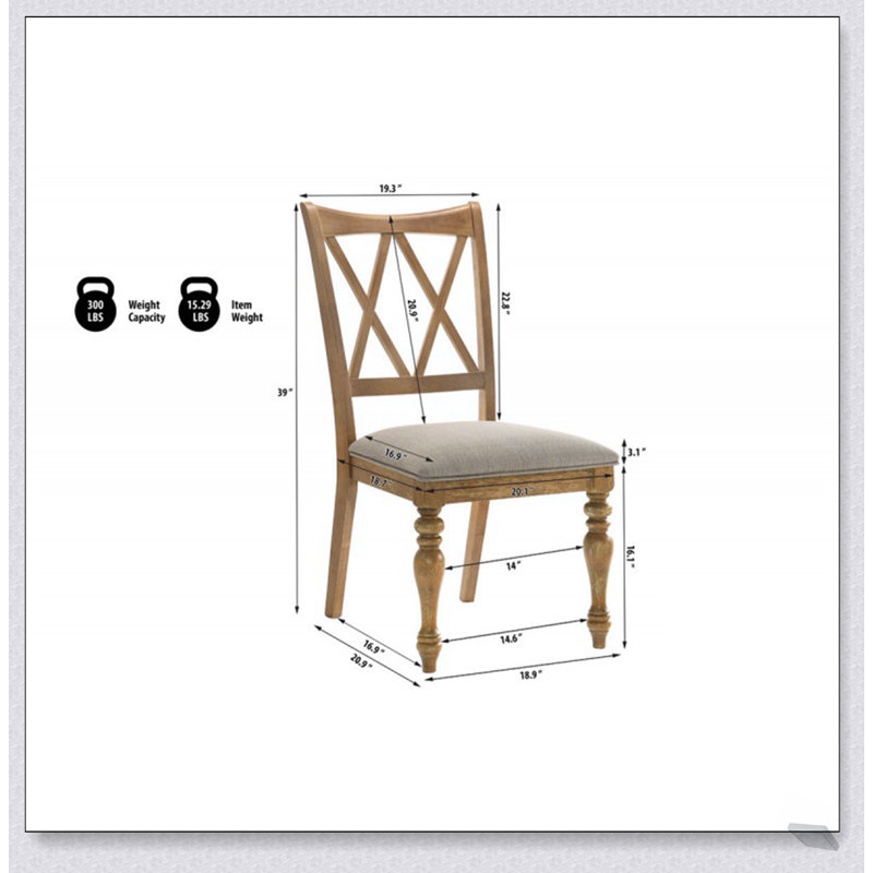 Ensemble de 2 chaises de salle à manger en chêne naturel antique