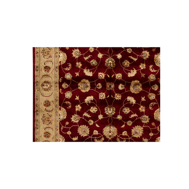 Tapis rouge / ivoire / beige noué à la main de haute qualité