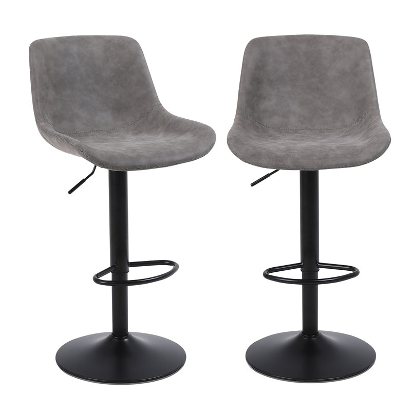 Jeninne Swivel Adjustable Height Bar Stool, Gray, 2