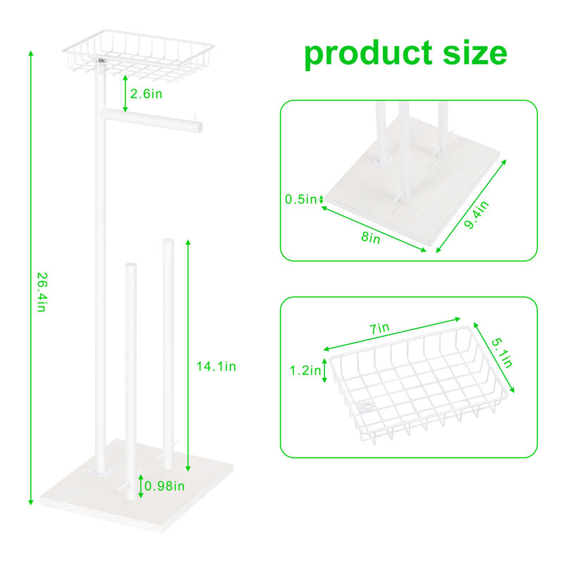 Porte-papier hygiénique, porte-papier hygiénique avec organisateur, blanc