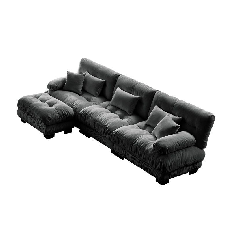 Canapé modulaire de luxe modulaire à 3 places en chenille gris