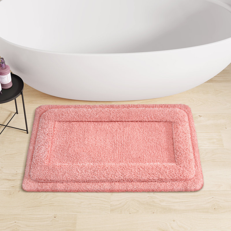 Tapis pour salle de bain Amijan, L 16 po x L 24 po, Rose