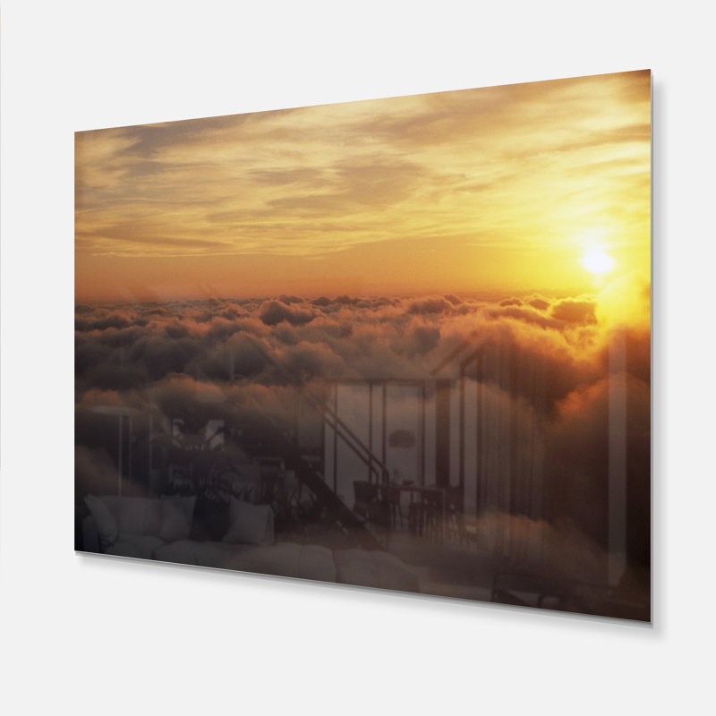«Yellow Sunrise Above Clouds», impression sans cadre sur métal, H 12 po x l 20 po x P 2 po