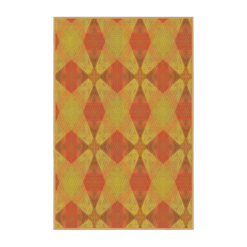 Orange géométrique/vert Tapis décoratif, Rectangle 2 pi x 3 pi