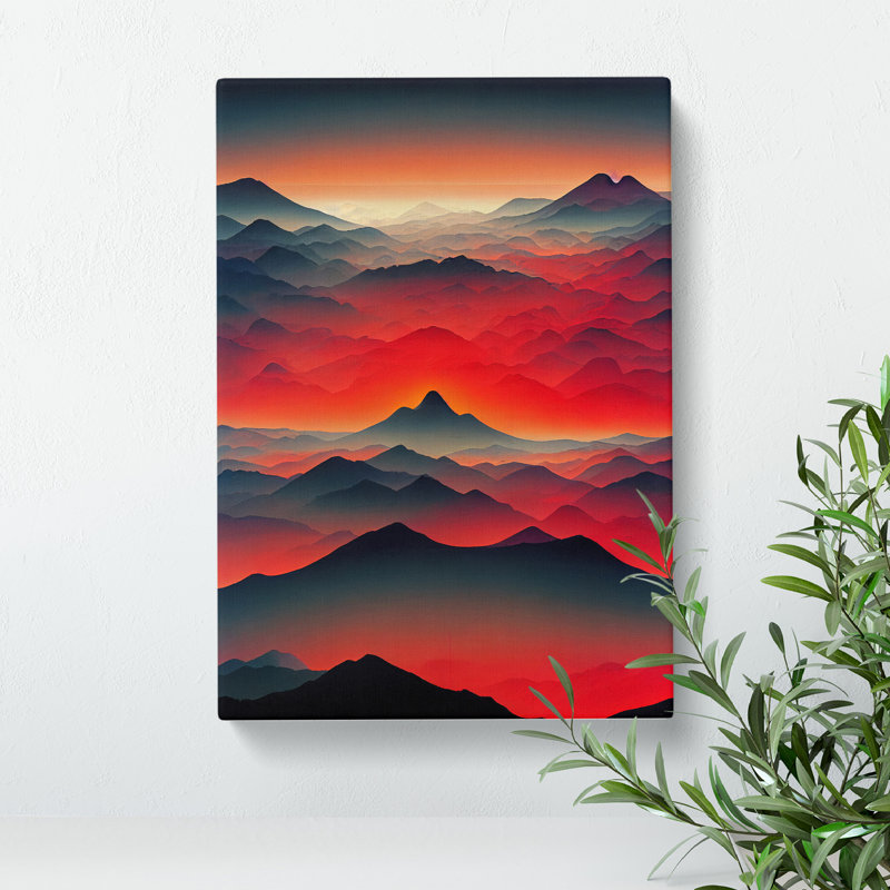 A Mountain Sunset No.6 - Unframed - Wrapped Canvas, 50cm H x 35cm W x 3cm D