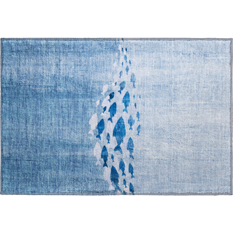 Premium Machine Washable Cerrito Blue Rug, Rectangle 1'8" x 2'6"