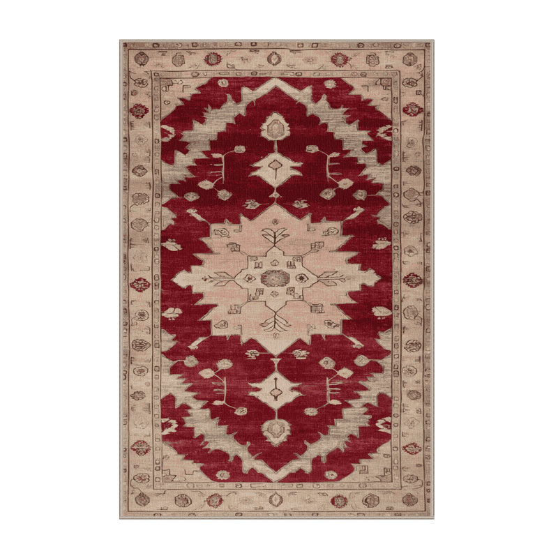 Tapis beige surteint lavable à la machine, Rectangle 2 pi x 3 pi