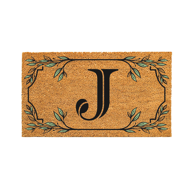 Tapis monogramme en fibre de coco, lettre «J»
