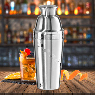 Viski Admiral Cocktail Shaker - Cut Crystal Tumbler with Stainless Steel  Cap and Strainer - Dishwasher Safe 25oz Set of 1