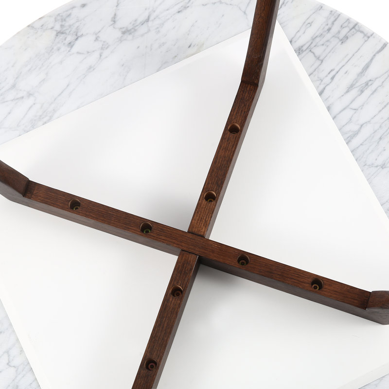 Enzo Genuine Marble Coffee Table, Walnut