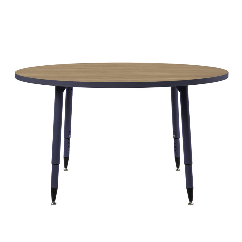 Table d'activités thermofusionnée avec pieds fuselés réglables Adapte, 48" x 30", Navy/Pasadena Oak
