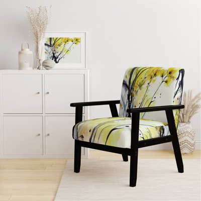 Fleurs orange abstraites - Fauteuil d'appoint rembourré traditionnel