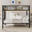 Lit superposé simple au-dessus d'un lit simple en métal pour enfants, structure de lit en métal avec échelles et garde-corps, 2 lits convertibles, aucun sommier requis-475333423