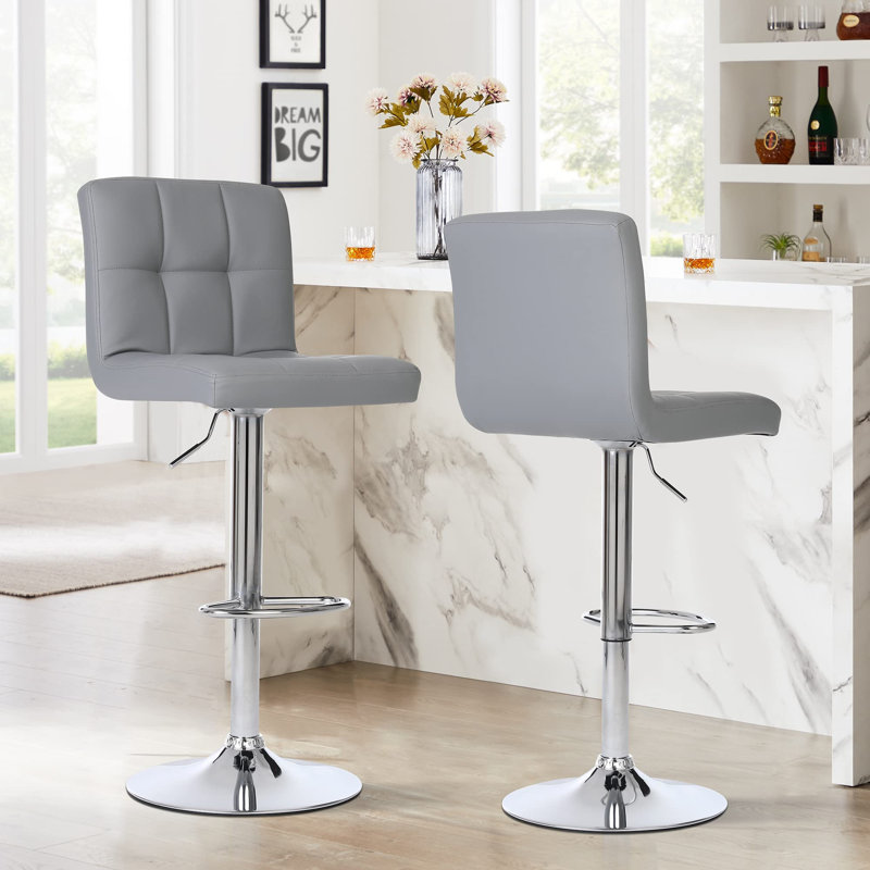Adjustable Height Counter Stool with Metal Frame, Grey