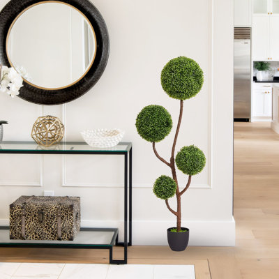 5FT Artificial Triple Ball Boxwood Topiary Tree