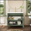 Meuble-lavabo de 35,6 pouces de style Mid-Century avec verre à motif, capteur de mouvement et beaucoup de rangement pour les salles de bain de style campagne moderne-1962446904
