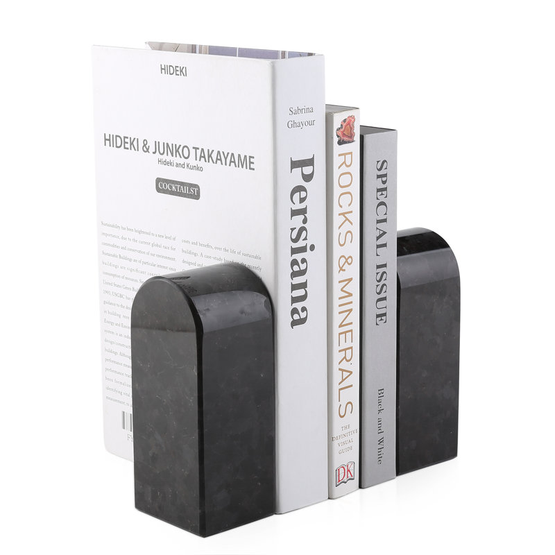 Serre-livres en marbre naturel, ensemble de 2, Brown Antique
