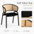 Mid-Century Modern Velvet Dining Chair with Cane Rattan Back, Luxury Boho Accent Chair with Stainless Steel Legs for Kitchen & Bistro-1404574334-1365189870