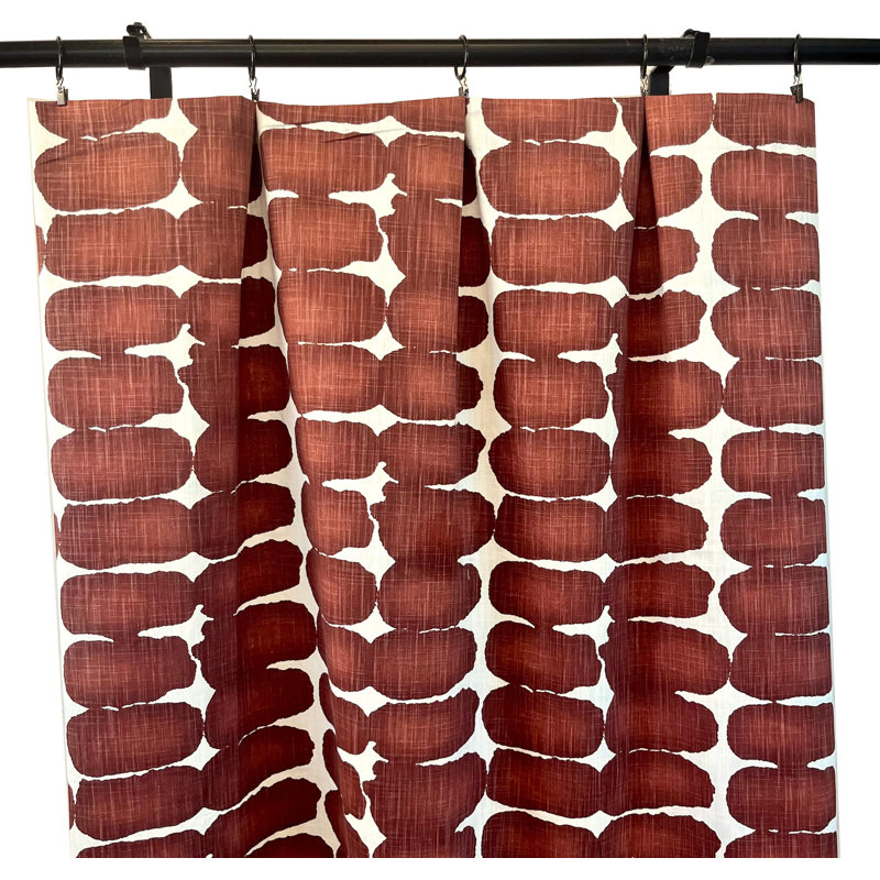 Paire de rideaux terre cuite brun à pois Shibori, L 50 po x L 108 po