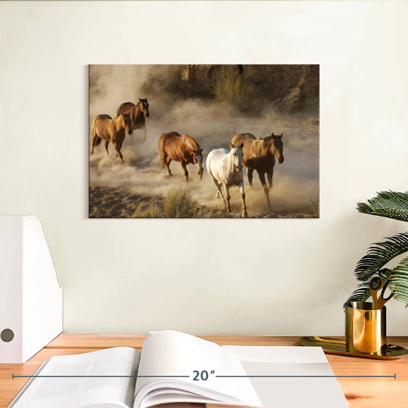 Chevaux sauvages au galop, H 8 po x l 12 po