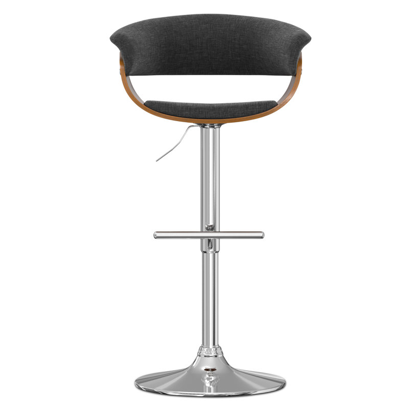 Mid Century Modern Sheldon Adjustable Swivel Stool in Charcoal Grey Linen