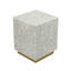 Tabouret d'appoint 14 po x 14 po x 18 po avec finition coquille de Capiz blanc et base piédestal dorée