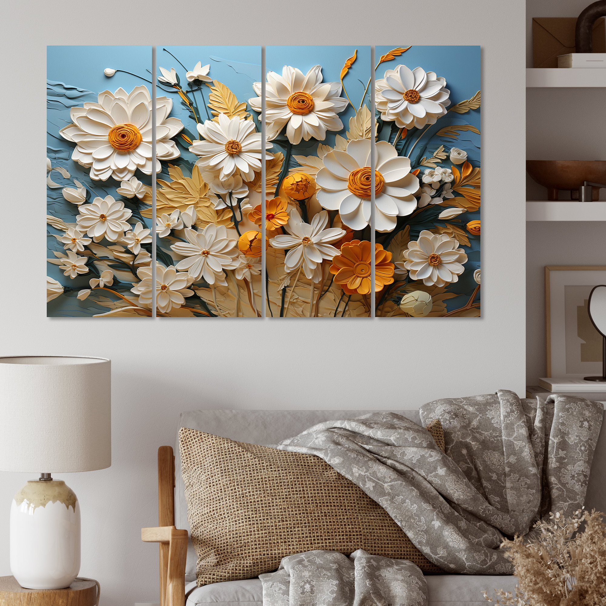 August Grove Daisies Daisy Delight I - Floral Metal Wall Decor Set ...