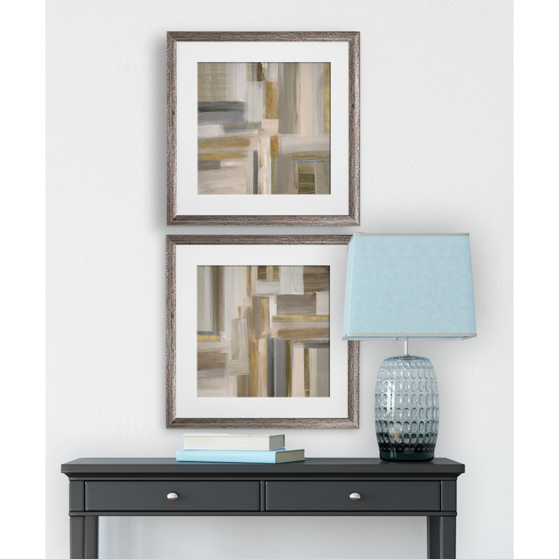 " Fields " 2 - Pieces, Brown Framed