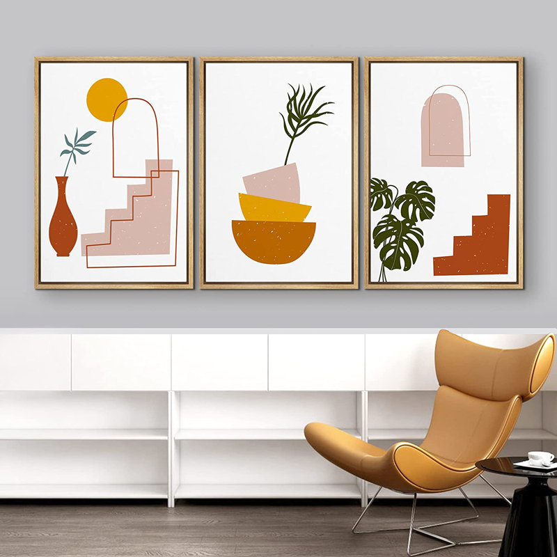 Mid Century Shape 3 - Pieces, 36" H x 72" W x 1.5" D, Natural