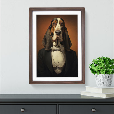 Basset Hound Classicism - Single Picture Frame Print on Wood